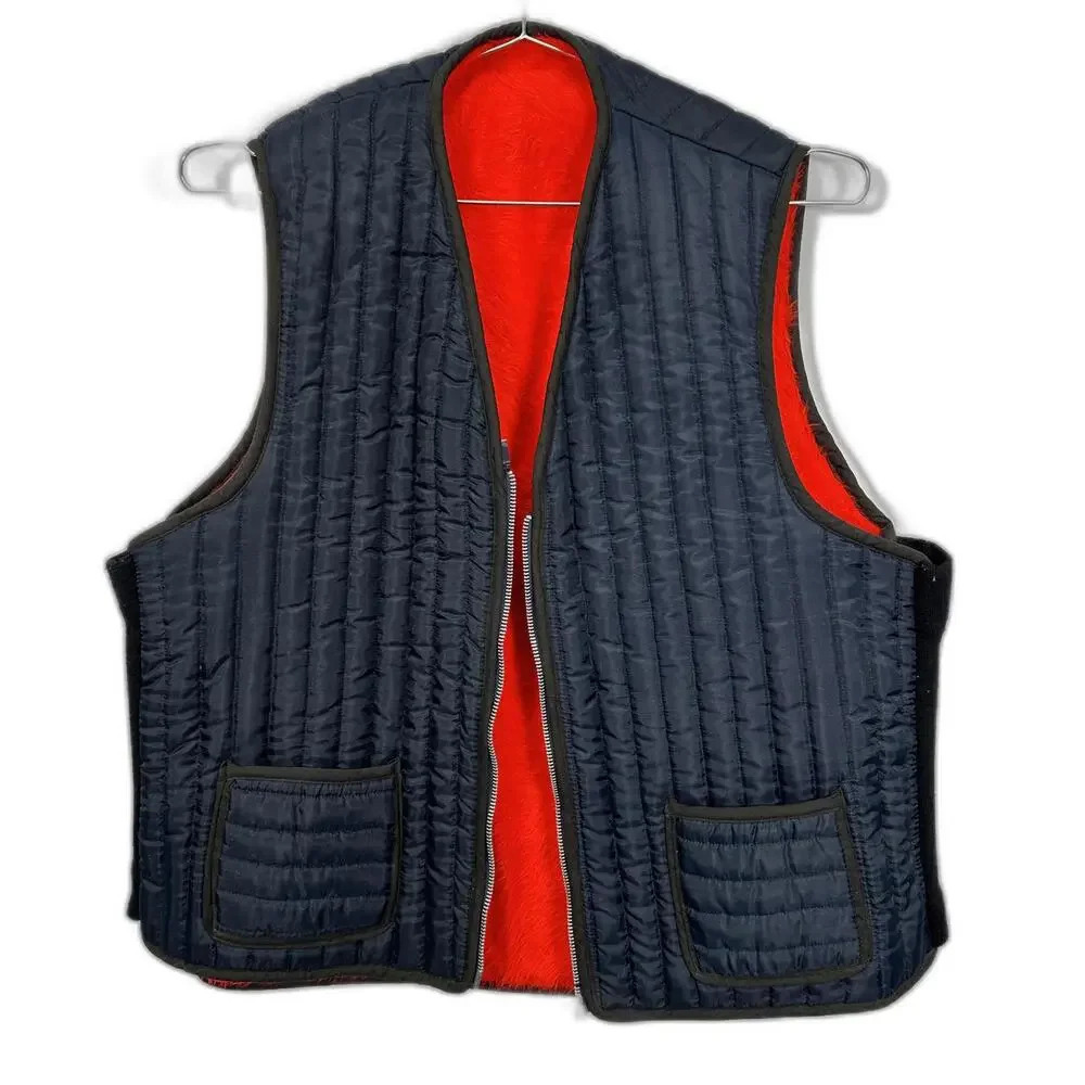 Vintage Navy Blue Quilted Vest ‎ Medium